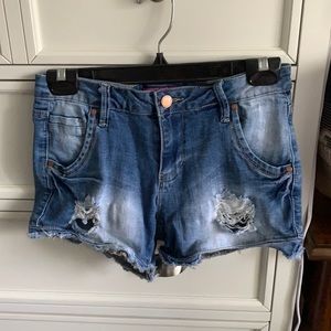 Ripped jean shorts